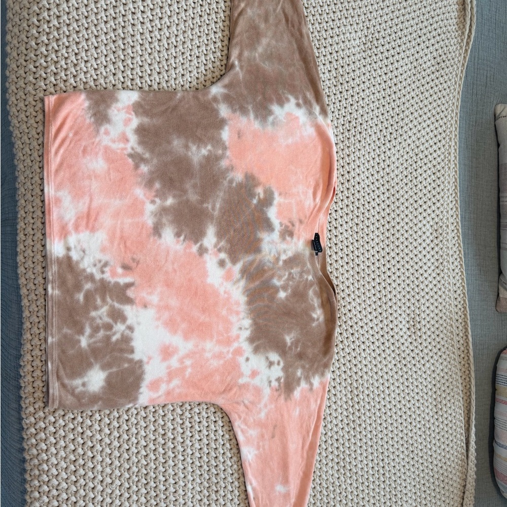 Sanctuary Tie-Dye Sweater in Peach, Brown & White